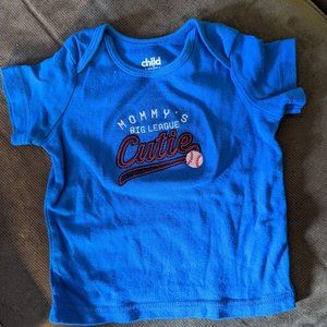 Child of mine 12 month blue t-shirt Mommy's Big League Cutie